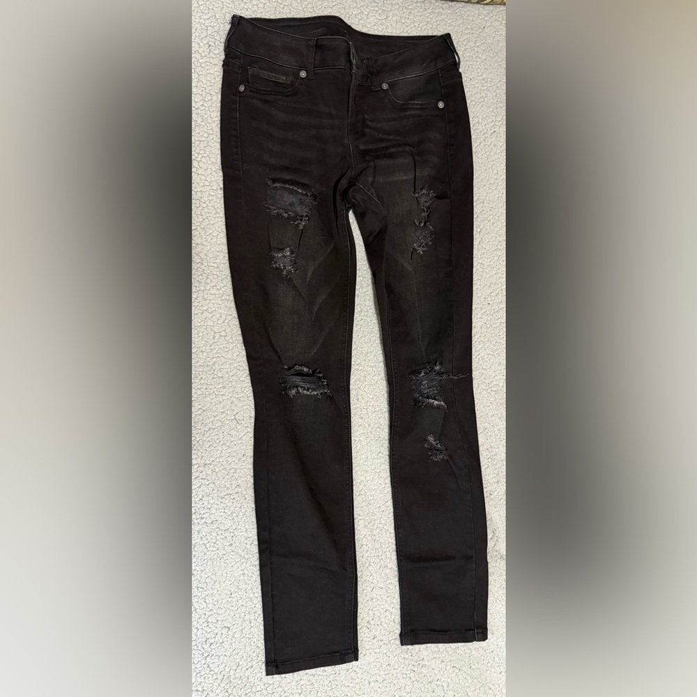 Maurices Black Distressed Skinny Jeans